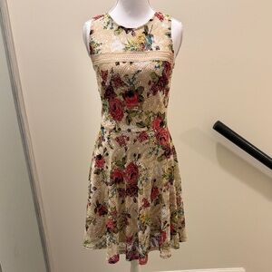 Mystic Floral Mini Dress in Cream and Red